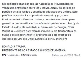 Trump dijo que Venezuela entregará entre 30 y 50 millones de barriles de petróleo a EE UU