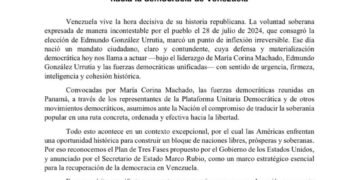 Oposición plantea negociación con el gobierno encargado bajo liderazgo de María Corina Machado